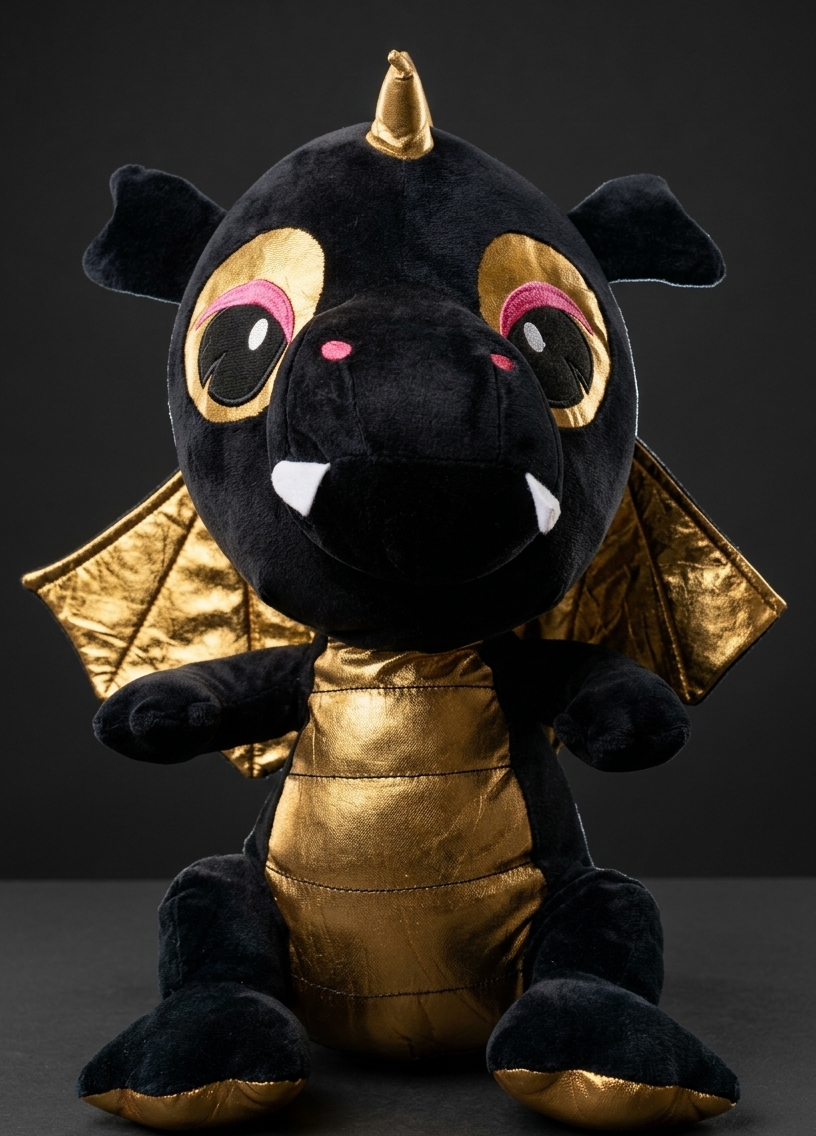 Draco — Black & Gold Dragon Plush