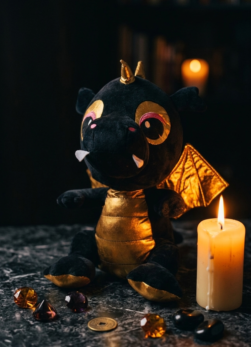 Draco — Black & Gold Dragon Plush