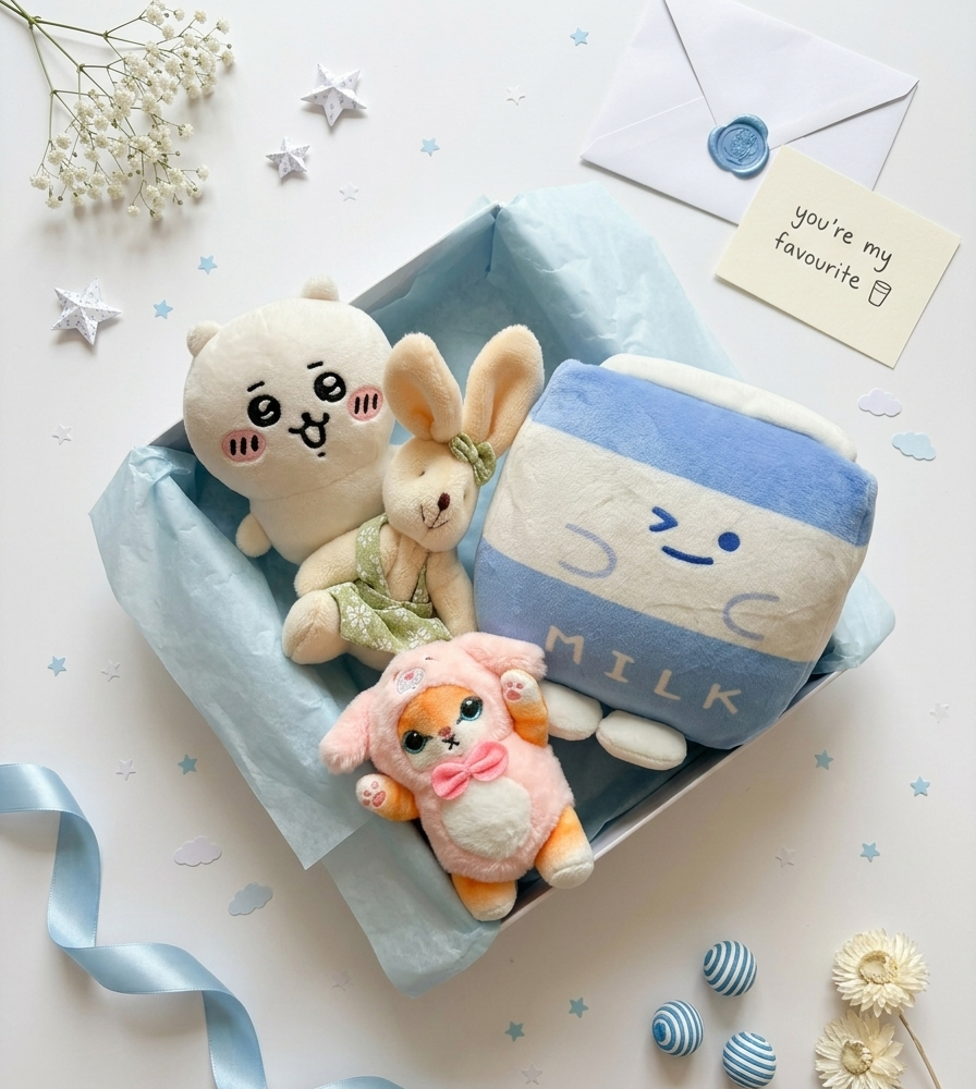 Kawaii Mini Plush Keychain Set — Pack of 4