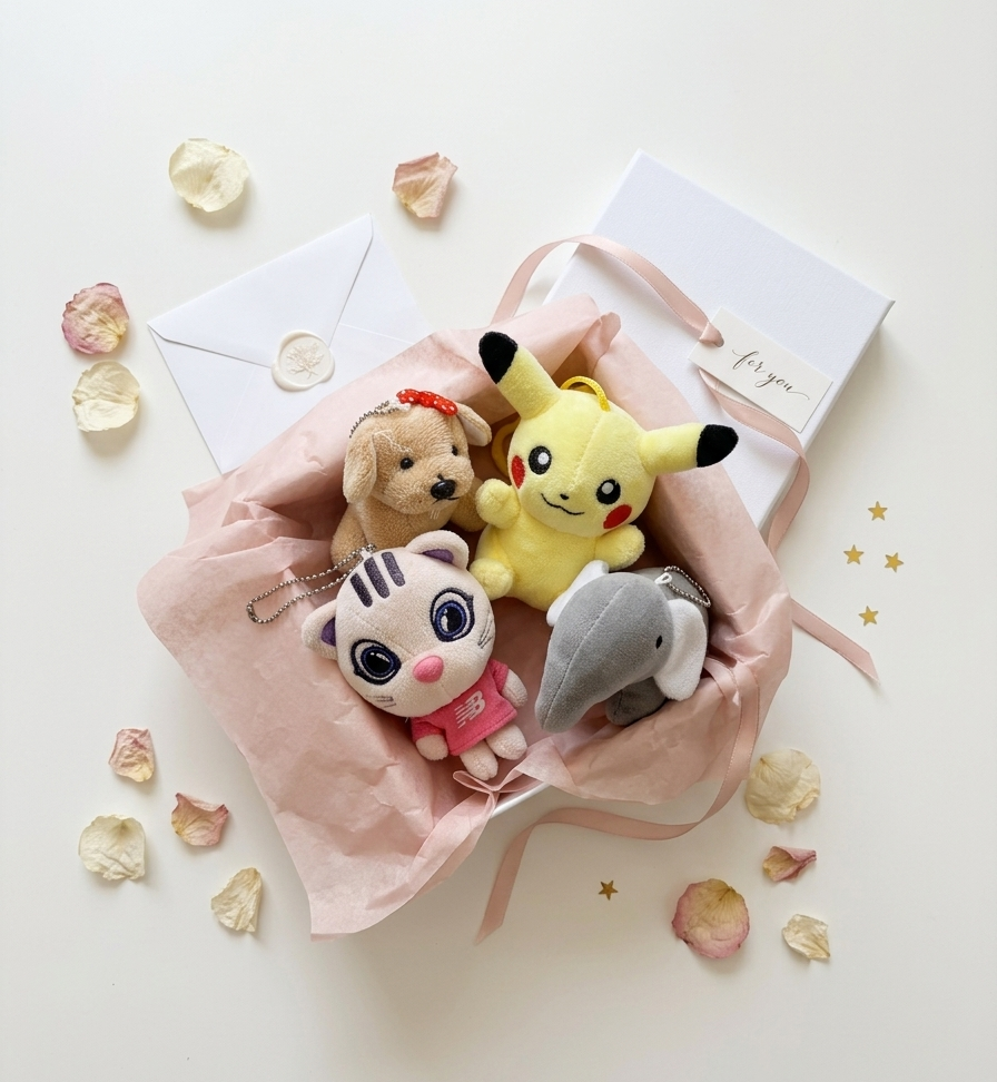 Mini Plush Keychain Set — Pack of 4