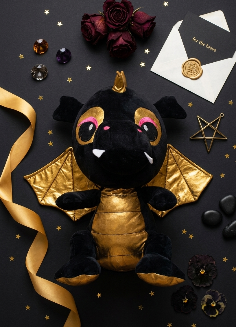 Draco — Black & Gold Dragon Plush