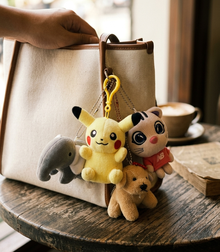 Mini Plush Keychain Set — Pack of 4
