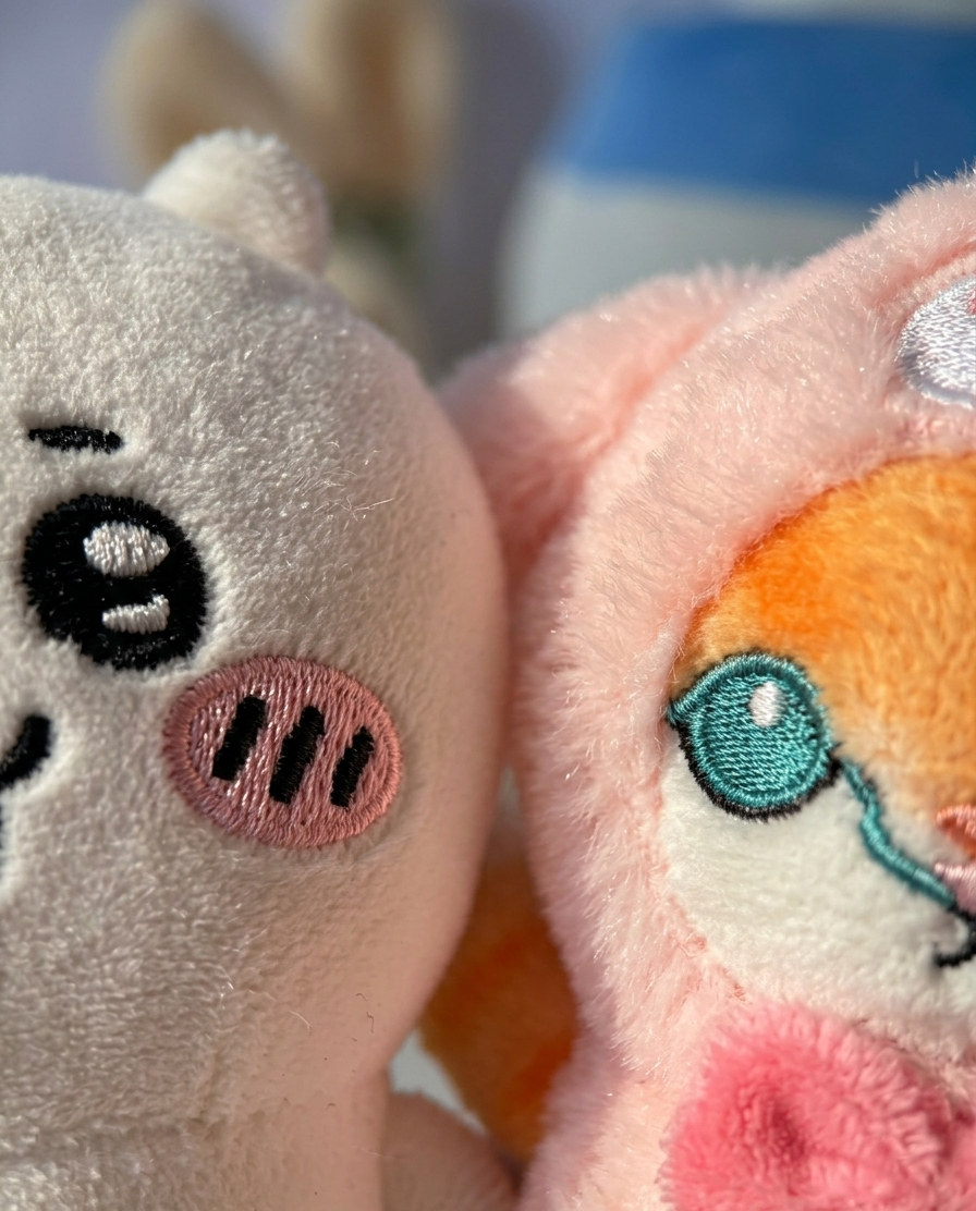 Kawaii Mini Plush Keychain Set — Pack of 4