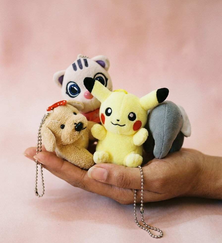 Mini Plush Keychain Set — Pack of 4